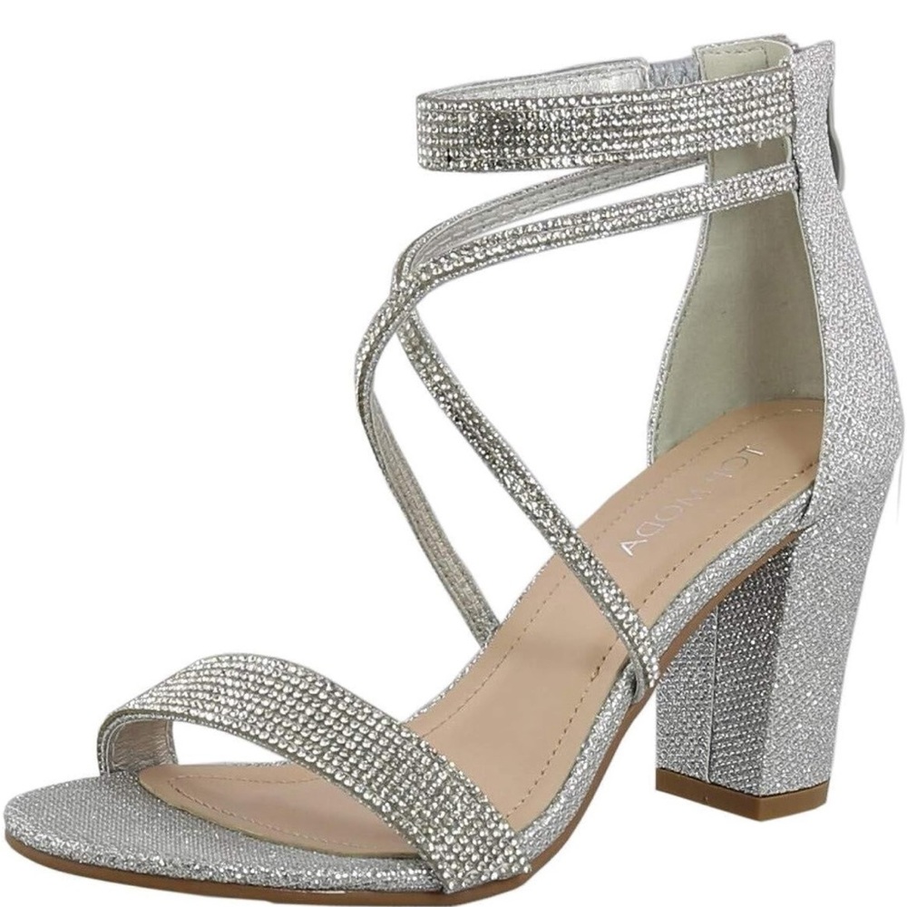 TOP Moda silver formal heels